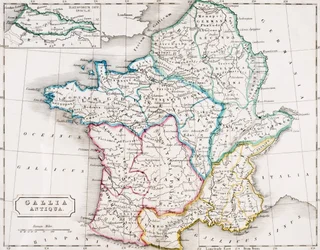 Kaart van Frankrijk, Gallia Antiqua, uit 
